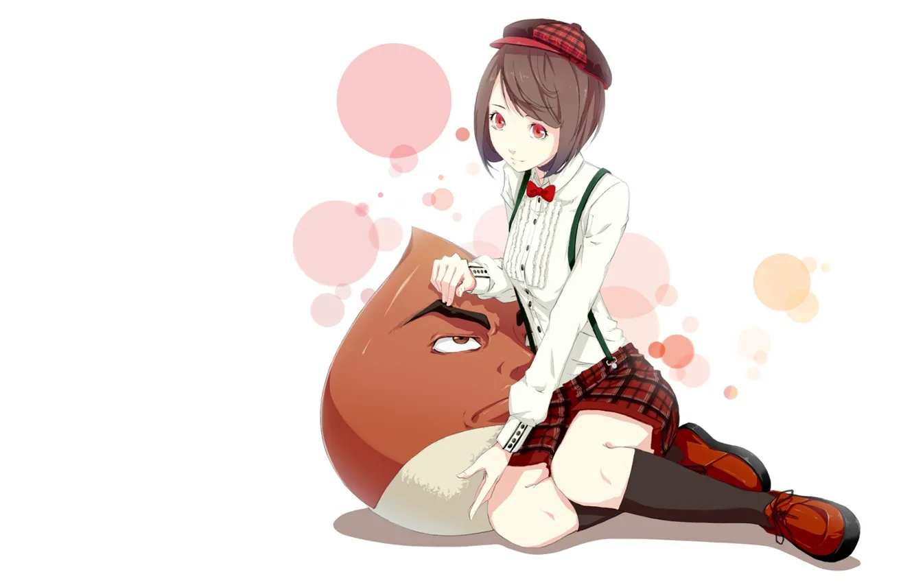 girl knees Anime on her