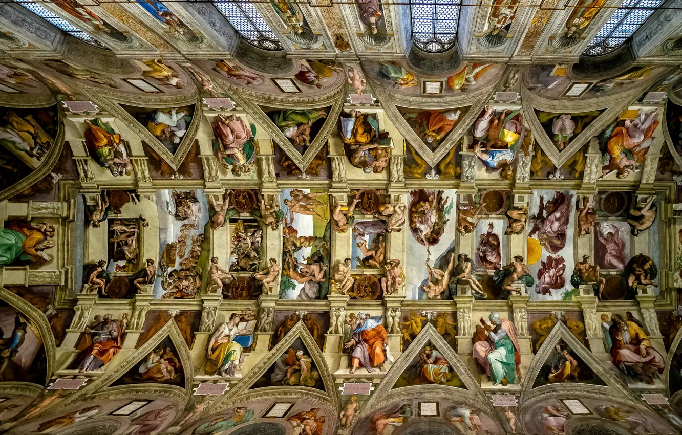 Wallpaper the ceiling, Michelangelo, The Vatican, The Sistine chapel,  Revival, murals images for desktop, section интерьер - download