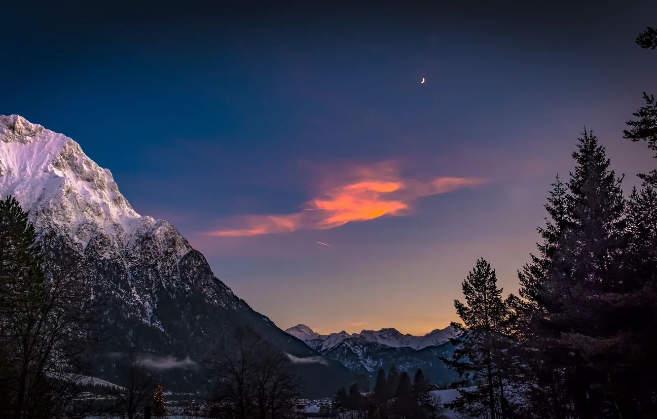 Photo wallpaper the sky, trees, mountains, Germany, Bayern, Alps, Germany, Bavaria, Alps, Karwendel, Karwendel, Mittenwald, The middle …