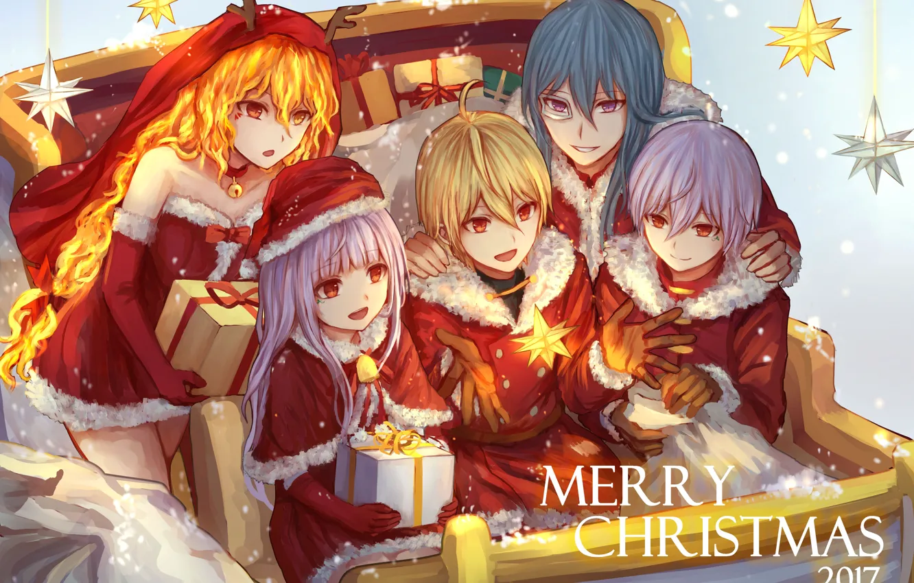 Wallpaper New Year Christmas Anime Friends Images For Desktop