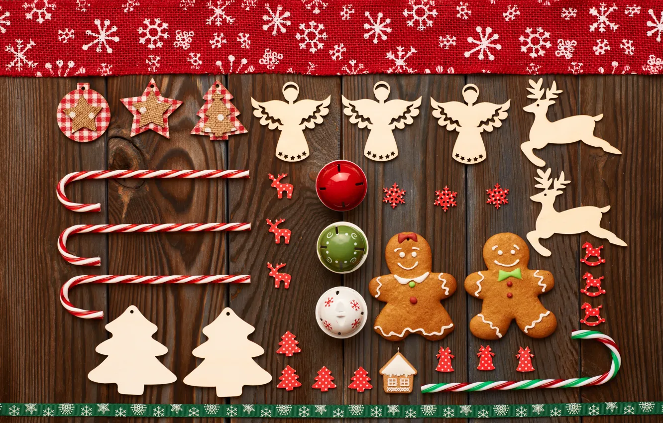 Photo wallpaper christmas, merry christmas, cookies, decoration, gingerbread