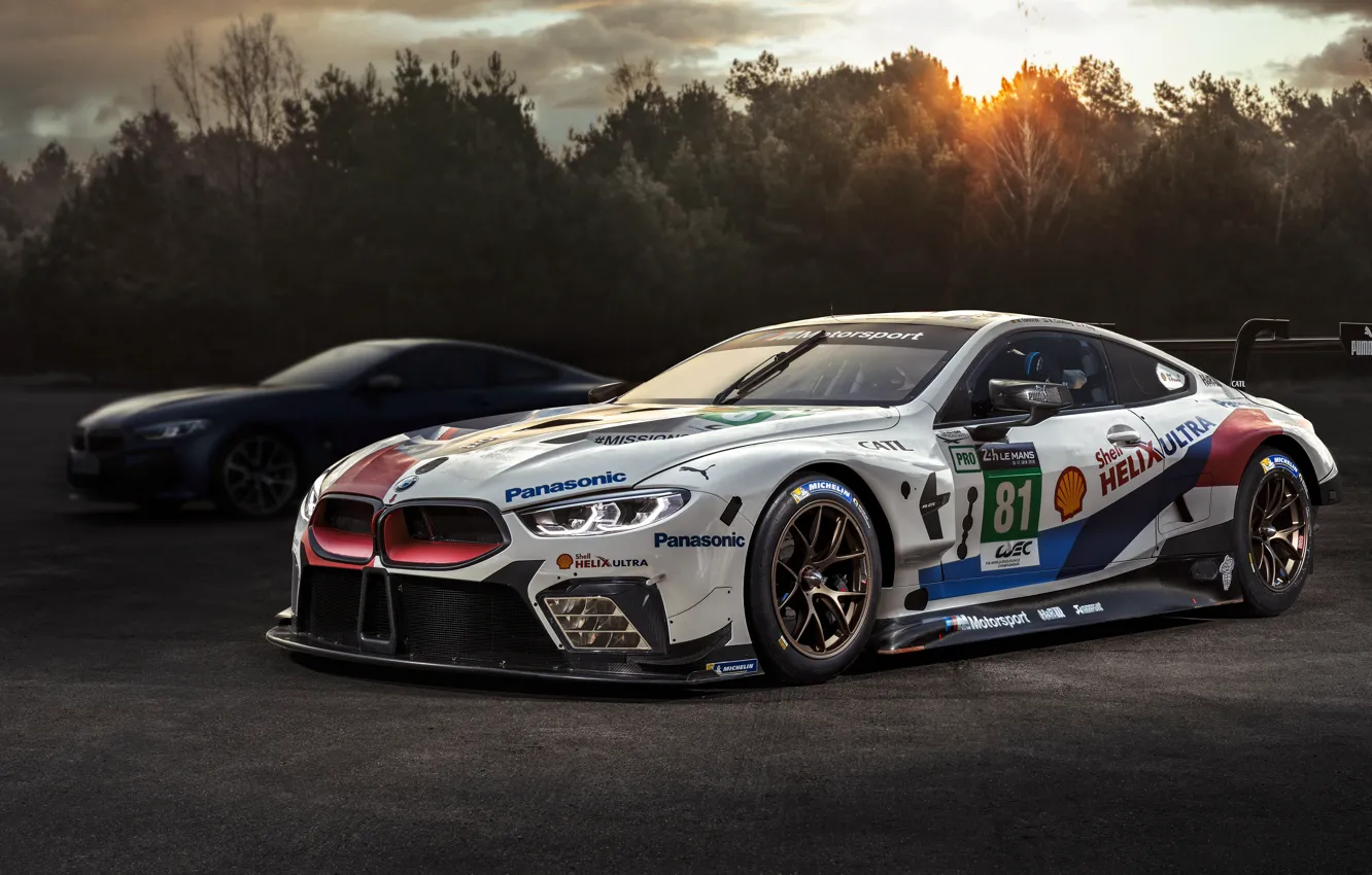 Photo wallpaper sunset, racing car, 2018, Motorsport, GTE, BMW M8