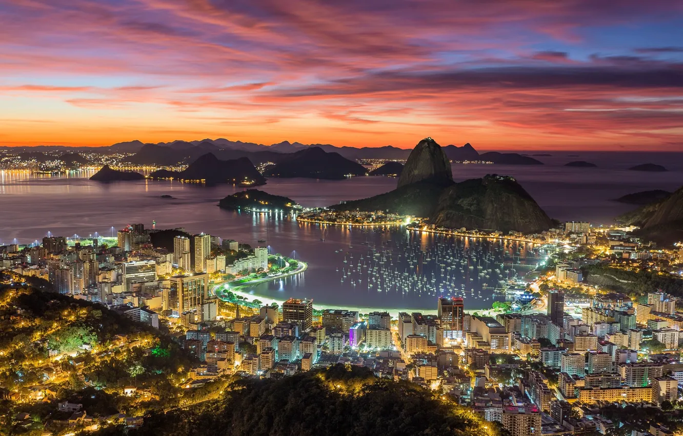 Wallpaper lights, panorama, Brazil, the view from the top, Rio de Janeiro,  Rio de Janeiro images for desktop, section город - download