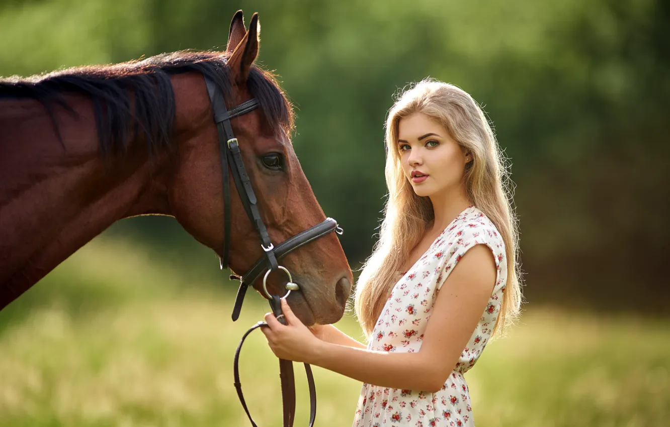 Photo wallpaper girl, horse, Czech Republic, Milan R, Lucka, Beautiful Lucka, beautiful horse