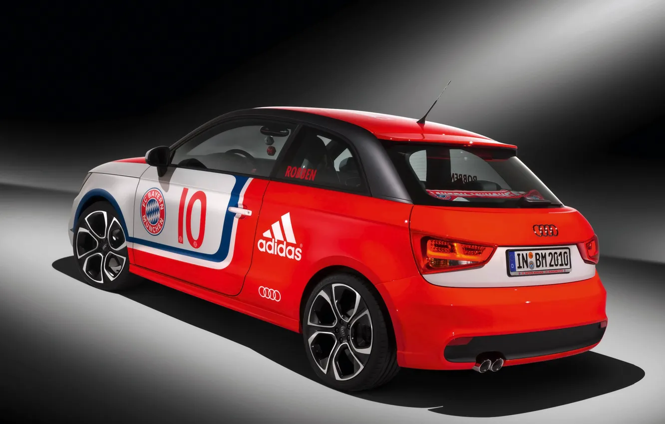 Photo wallpaper car, wallpaper, sport, logo, football, FC Bayern Munchen, Audi A1