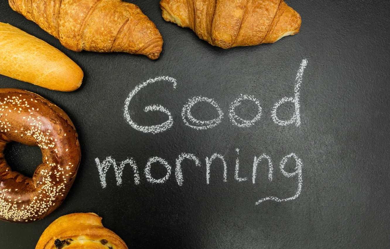 Photo wallpaper donuts, cakes, good morning, croissants, growing
