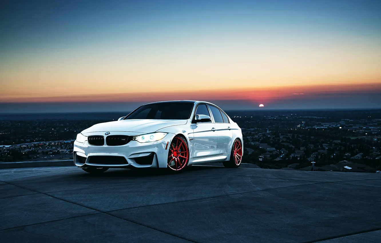 Photo wallpaper BMW, red, white, auto, M3, powered by M