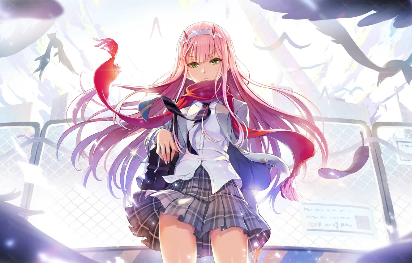 Photo wallpaper Girl, Anime, Art, Pink Hair, Darling In The Frankxx