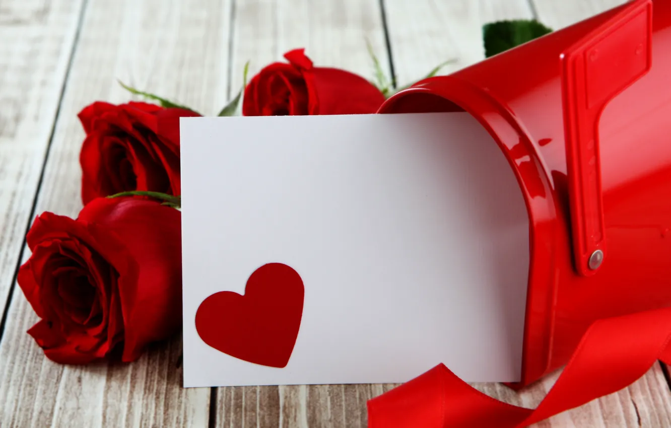 Photo wallpaper hearts, red, love, heart, romantic, gift, roses, red roses, valentine`s day
