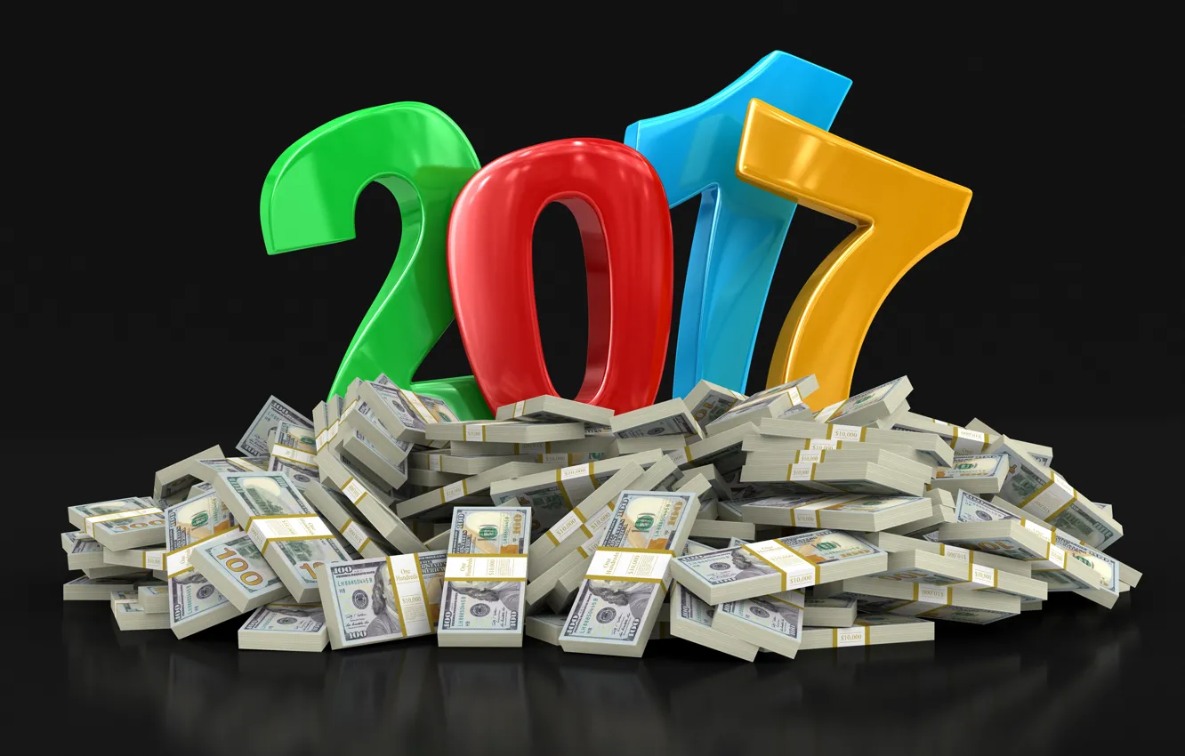 Photo wallpaper the dark background, background, holiday, graphics, new year, mountain, money, figures, symbol, dollars, wish, colorful, …