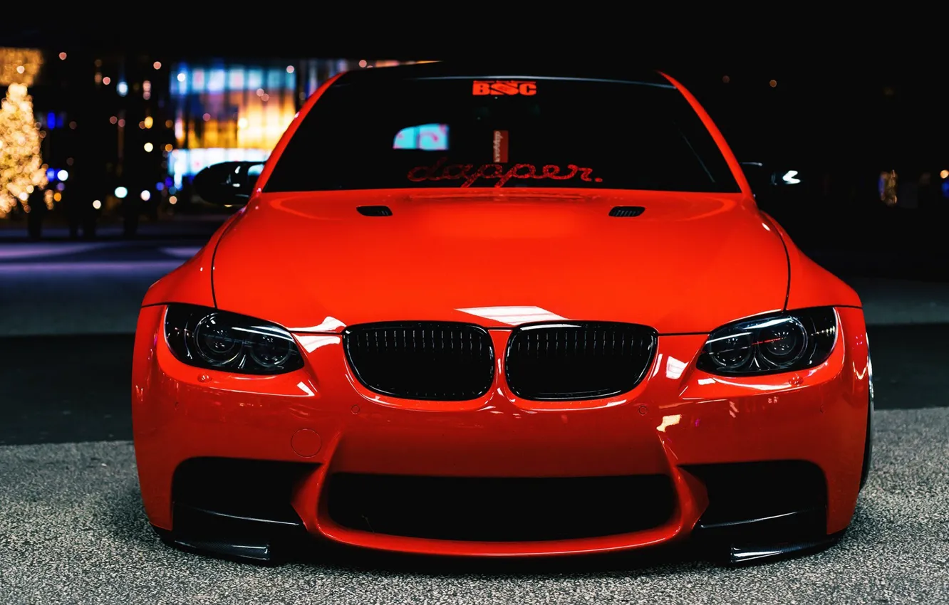 Photo wallpaper the city, tuning, the evening, BMW, handsome