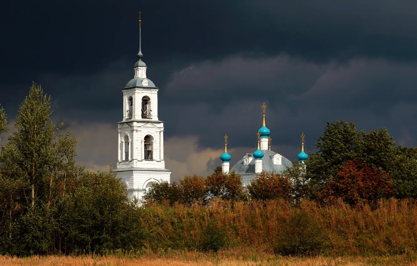 Photo wallpaper clouds, Church, temple, Pereslavl Zalessky