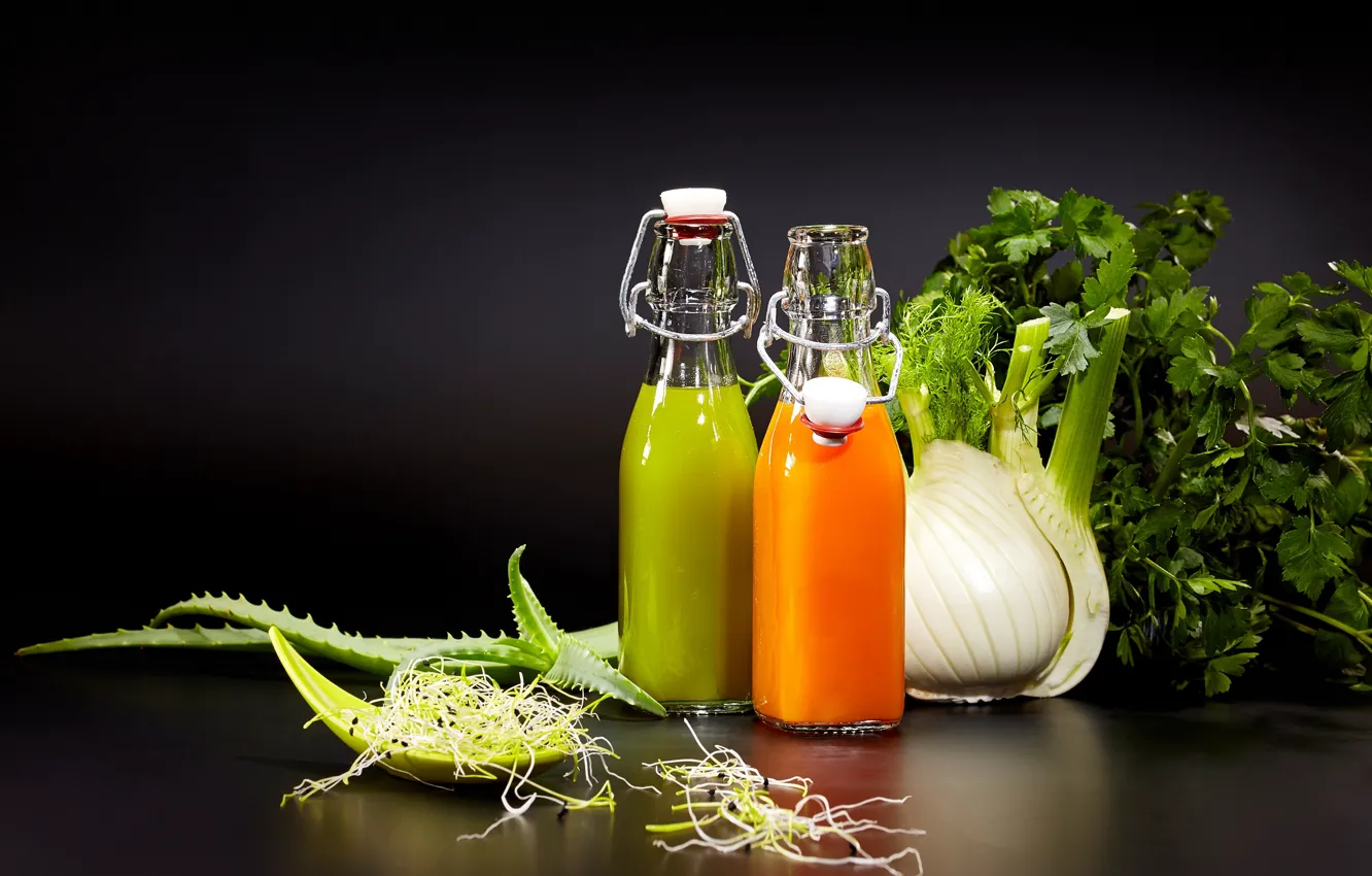 Photo wallpaper greens, juice, drink, vegetables