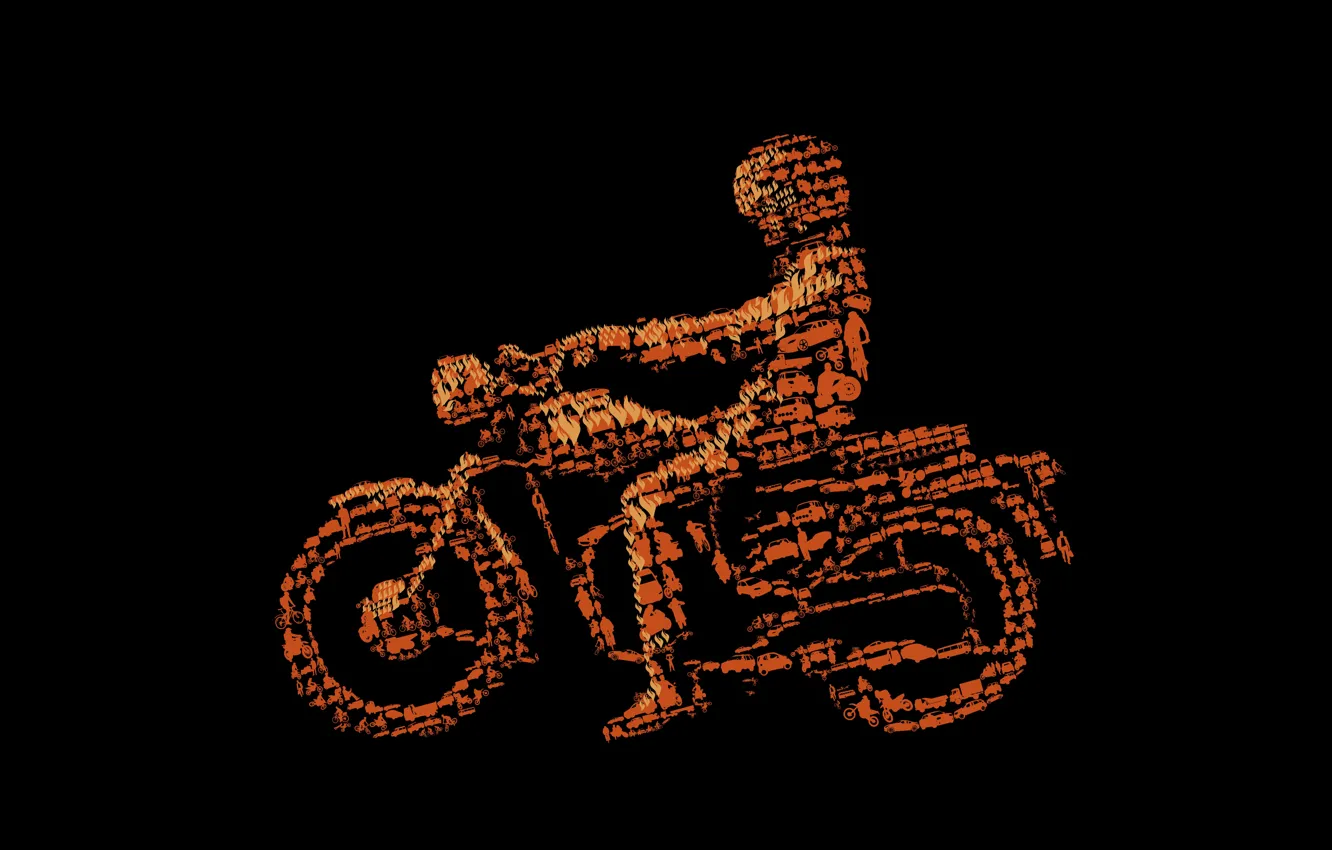 Photo wallpaper collage, vector, bike, motorcyclist