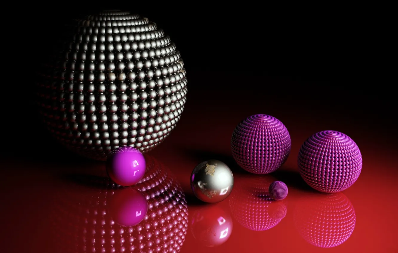 Photo wallpaper balls, balls, red background