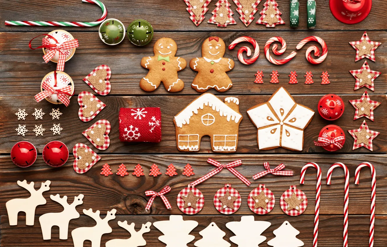 Photo wallpaper merry christmas, cookies, decoration, gingerbread