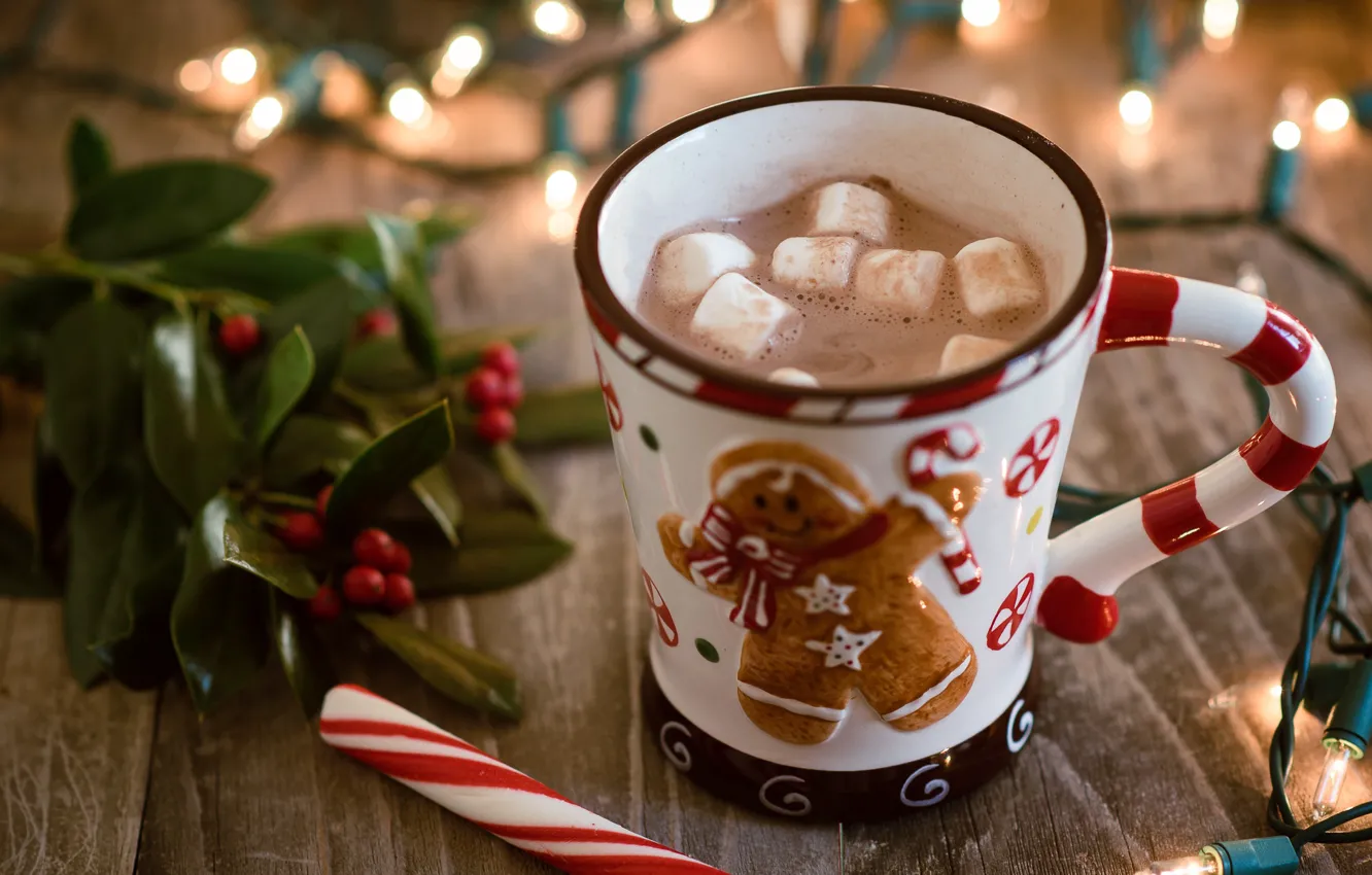 Photo wallpaper coffee, drink, caramel, hot chocolate, marshmallows
