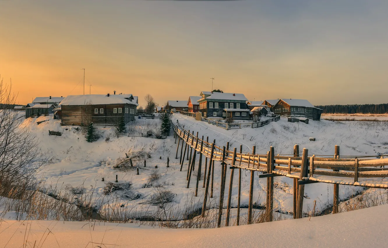 Photo wallpaper village, Arkhangelsk oblast, Top Palenga