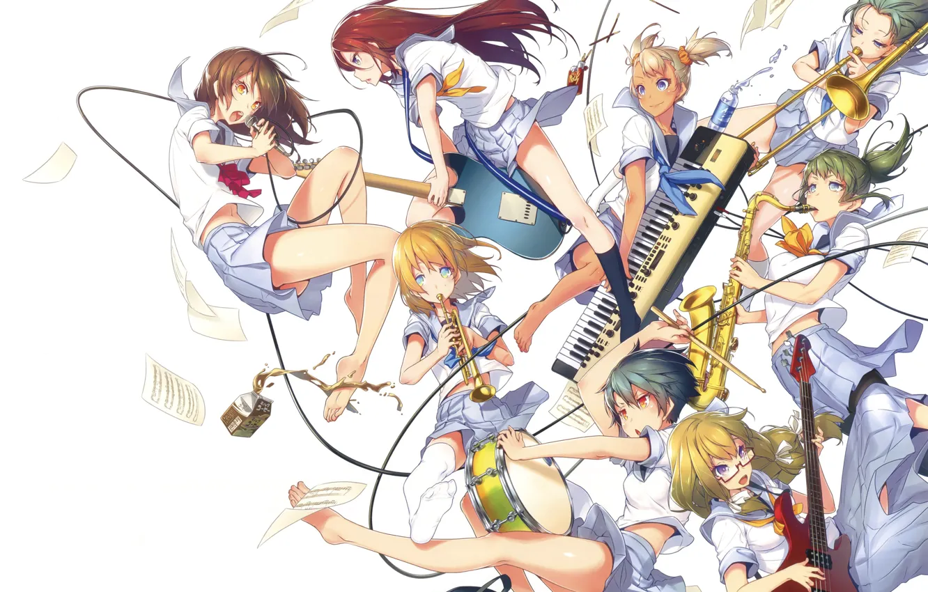 Photo wallpaper Girl, Girls, Music, Anime, Musical instruments