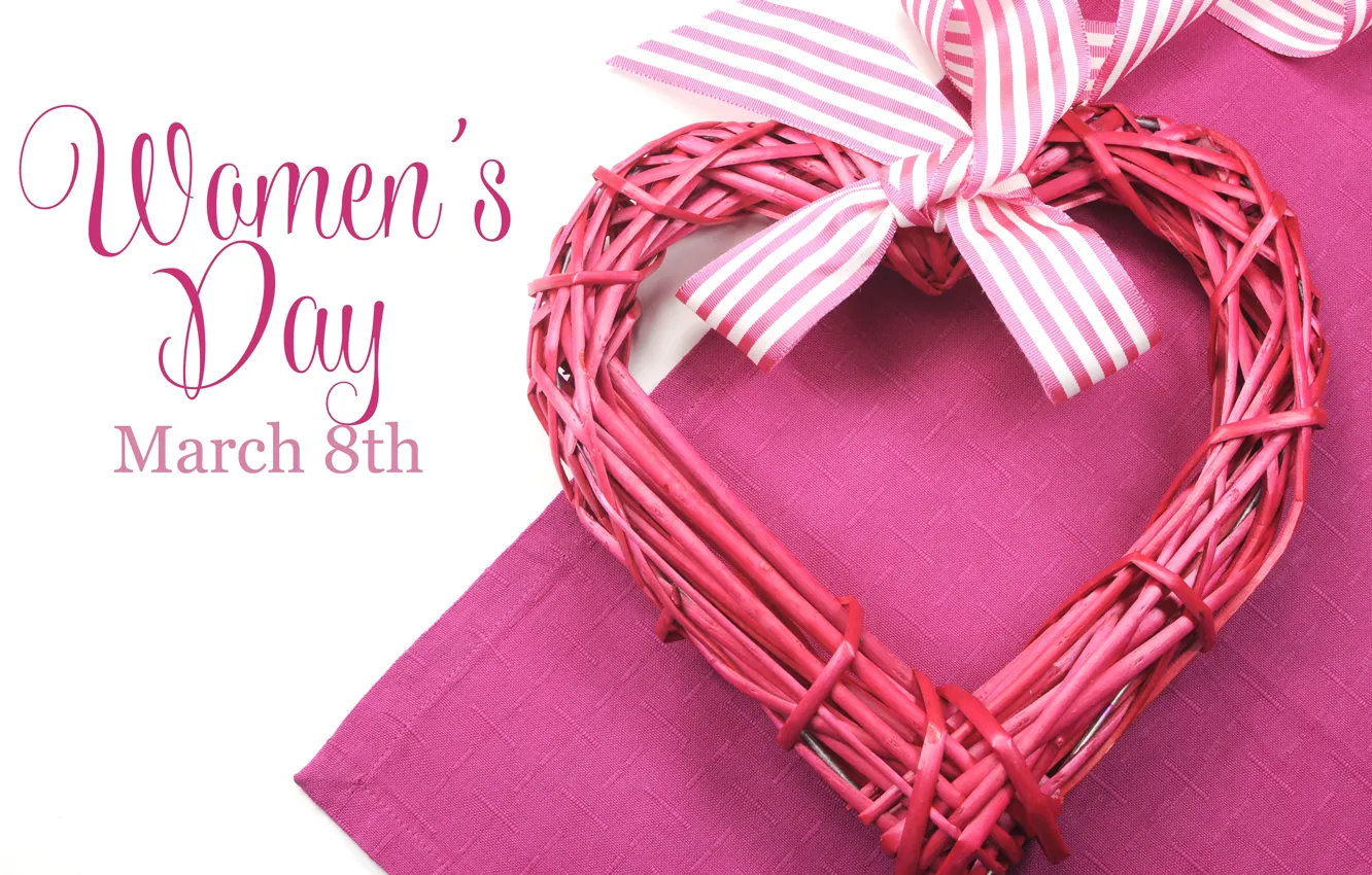 Photo wallpaper heart, spring, March 8, heart, spring, bow, Holidays, women's day