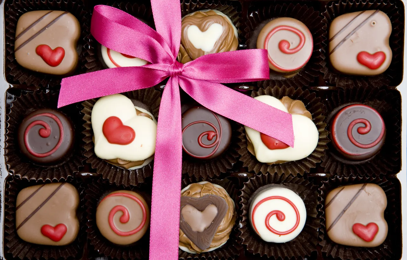 Photo wallpaper candy, love, heart, romantic, chocolate, gift, valentine`s day