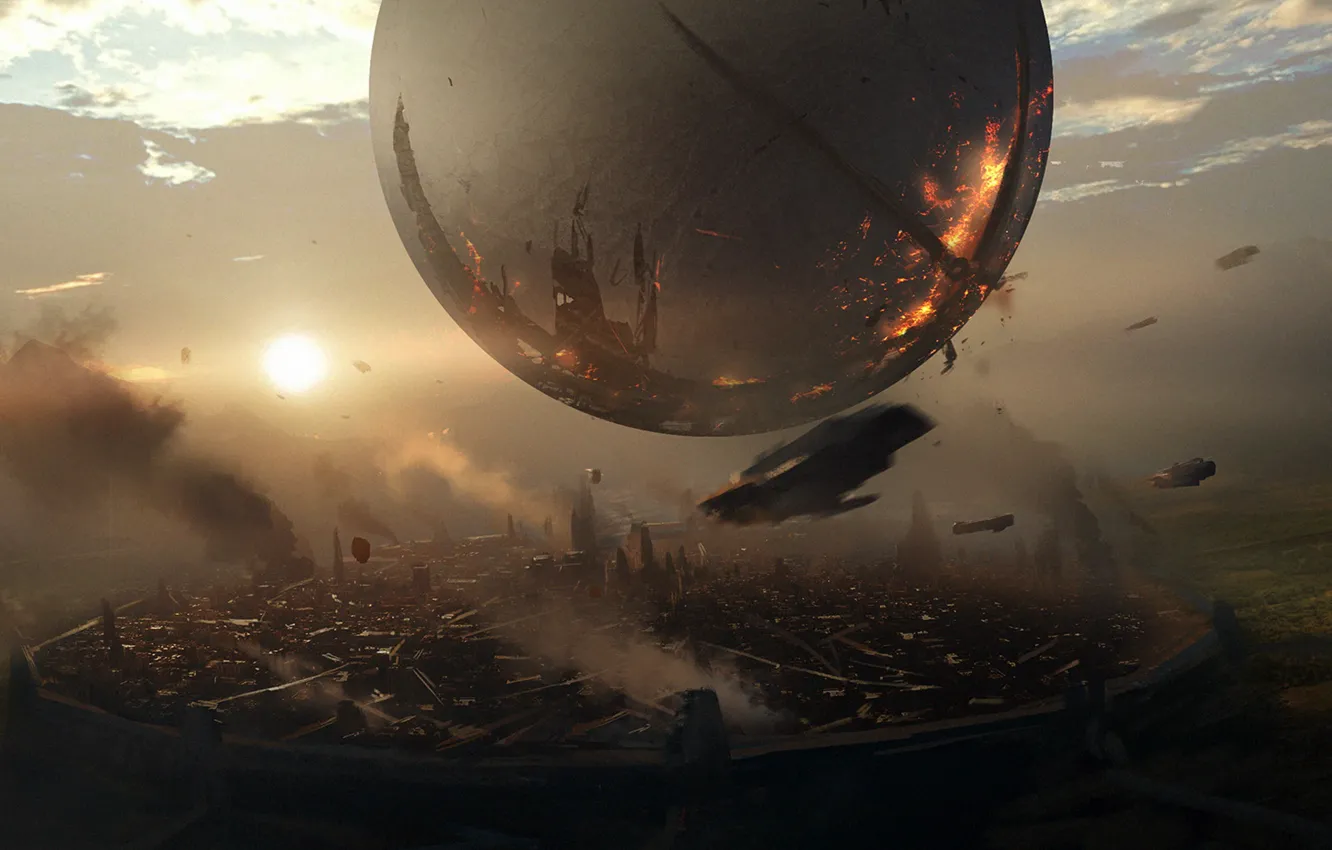 Wallpaper mountains, art, sphere, Bungie, Activision ...
