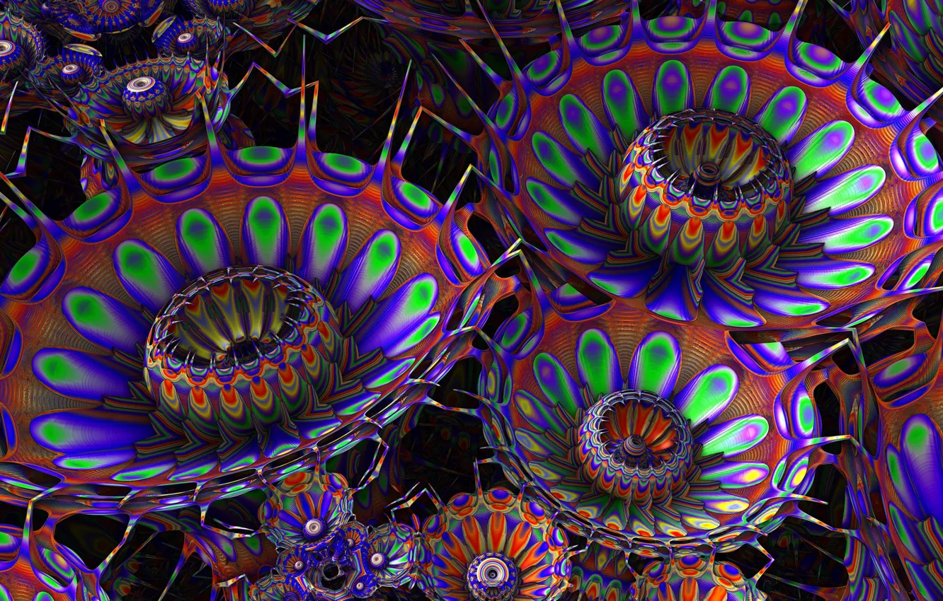 Wallpaper flowers, rainbow, 3D images for desktop, section рендеринг -  download