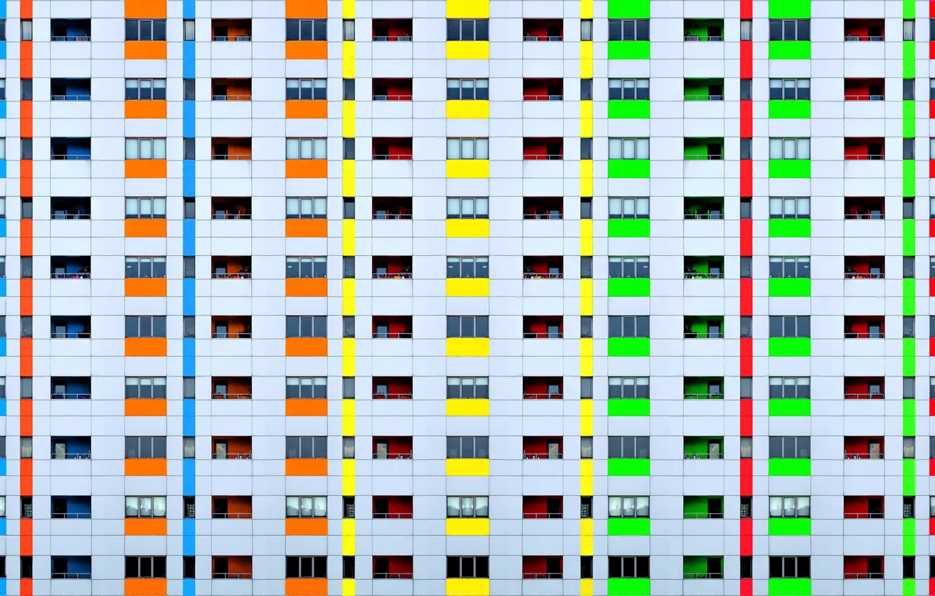 Photo wallpaper color, house, Windows