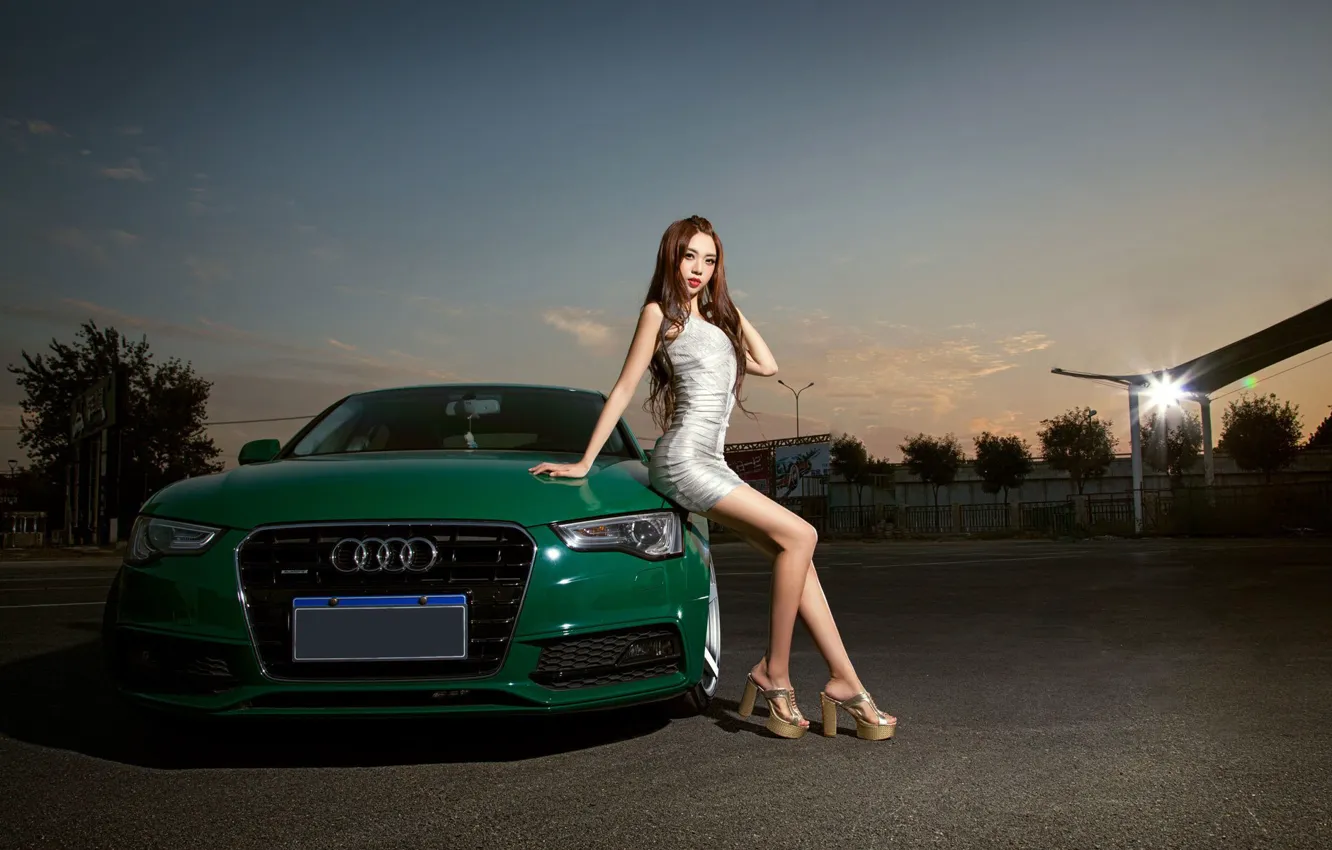 Wallpaper look, Audi, Girls, Asian, beautiful girl, green car images for  desktop, section девушки - download