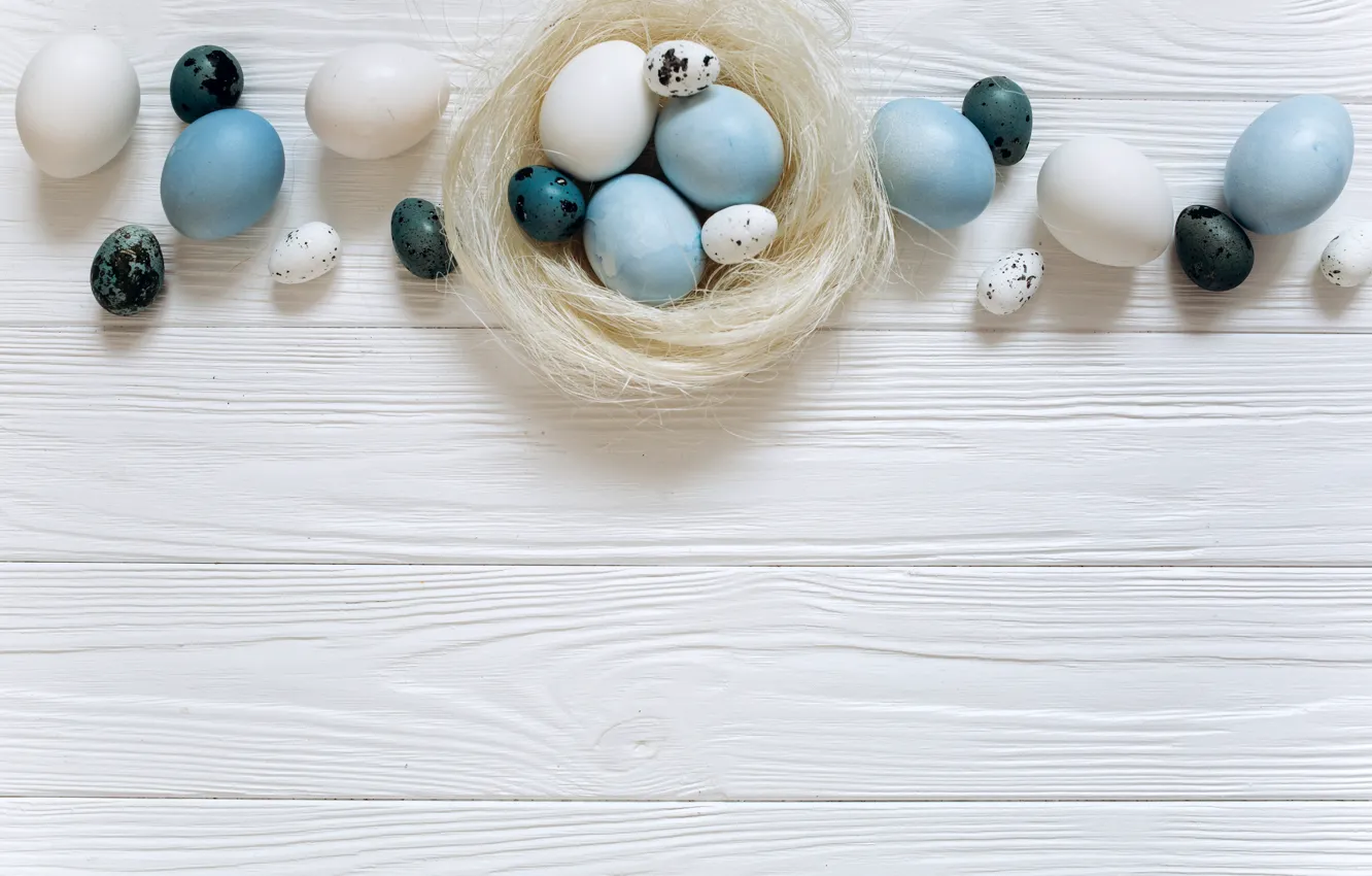 Photo wallpaper eggs, blue, Easter, white, white, wood, blue, spring, Easter, eggs, decoration, Happy, tender