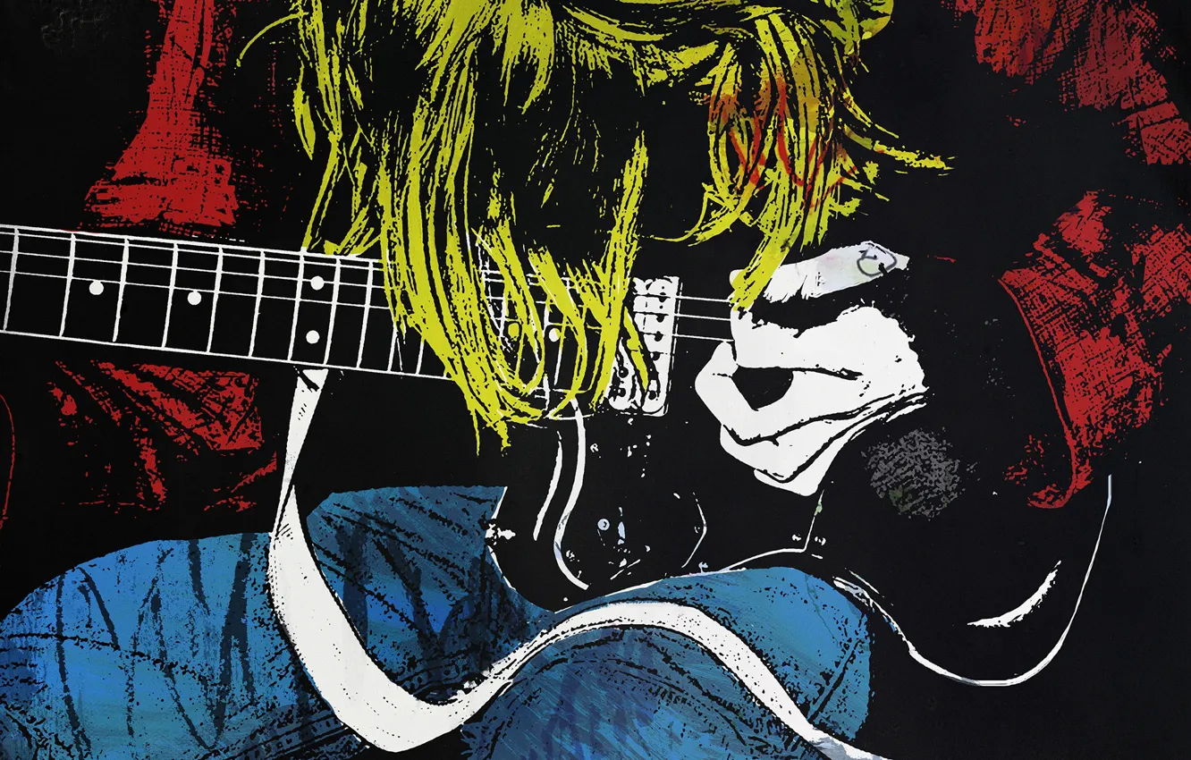 Wallpaper style, hair, guitar, art, guitarist, musician, kurt cobain images  for desktop, section стиль - download