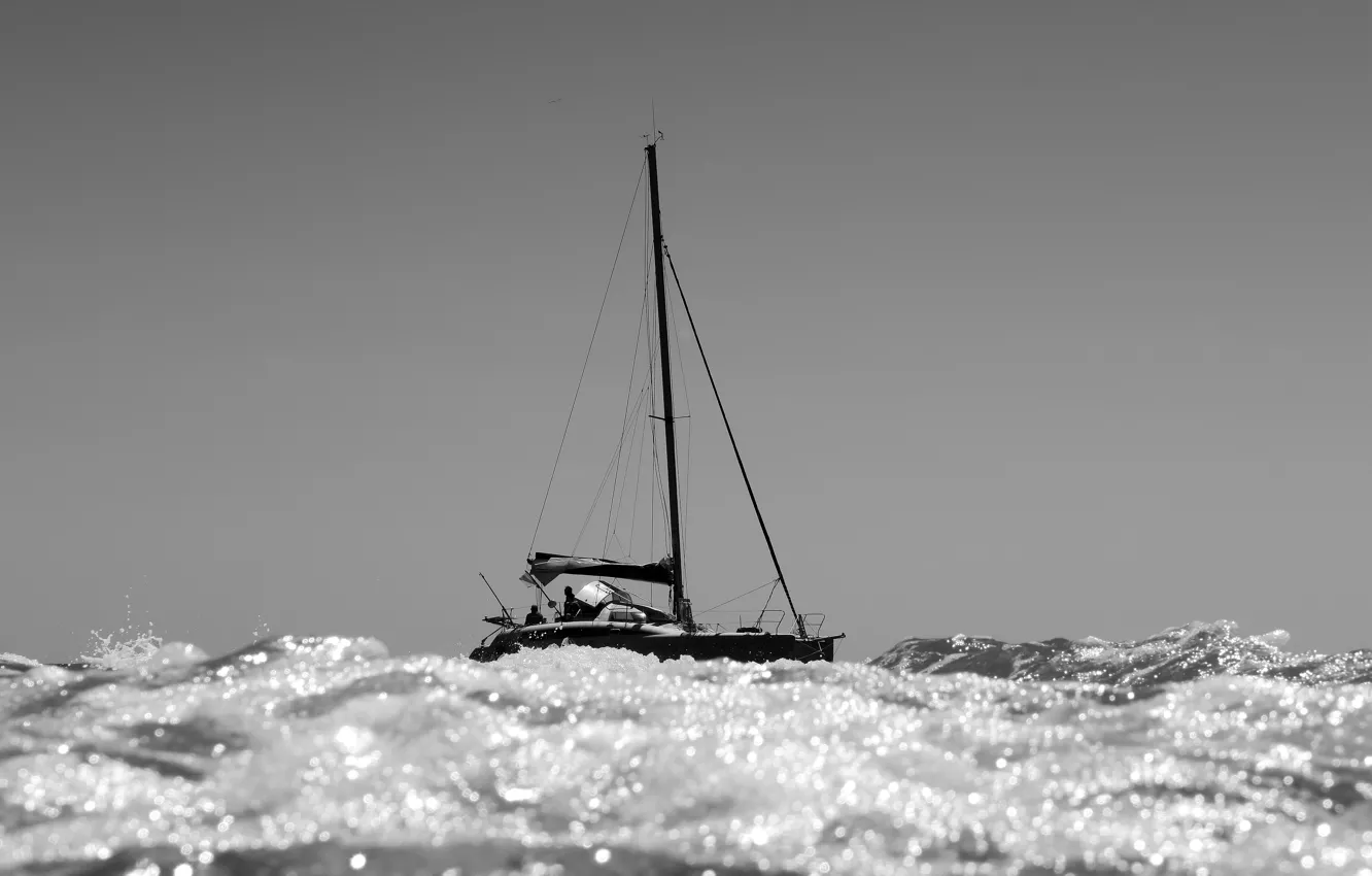 Photo wallpaper sea, sailing, catamaran