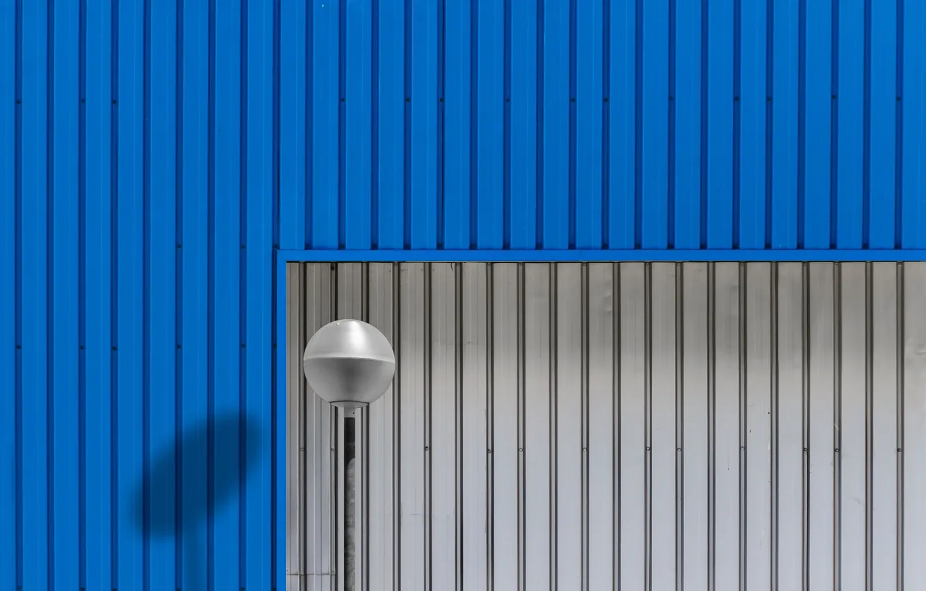 Photo wallpaper blue, grey, wall, shadow, lantern