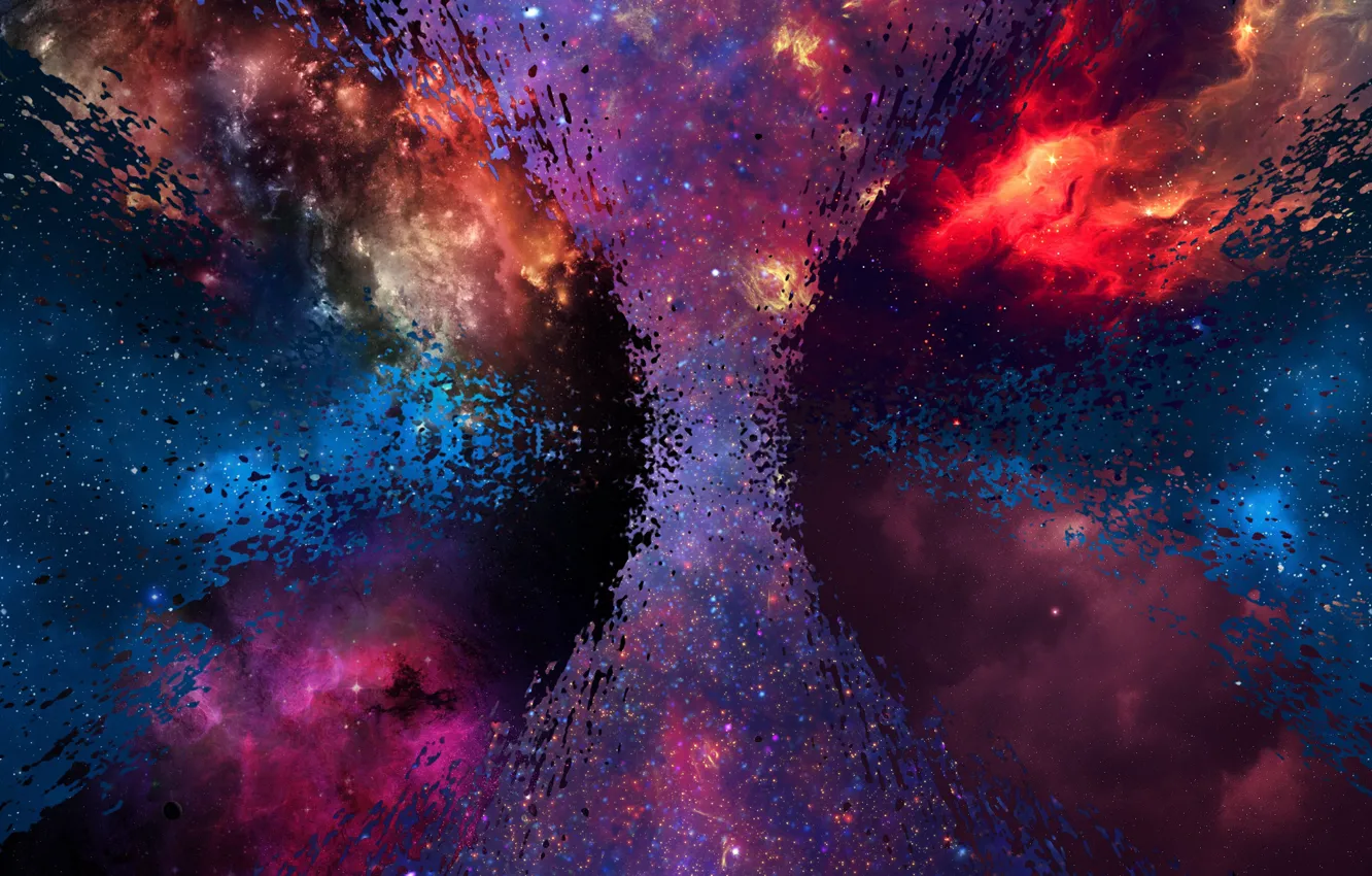 Wallpaper space, stars, blue, yellow, nebula, red, bright, reflection,  dirty, grey, pink, blue, black, dark, light, space images for desktop,  section космос - download