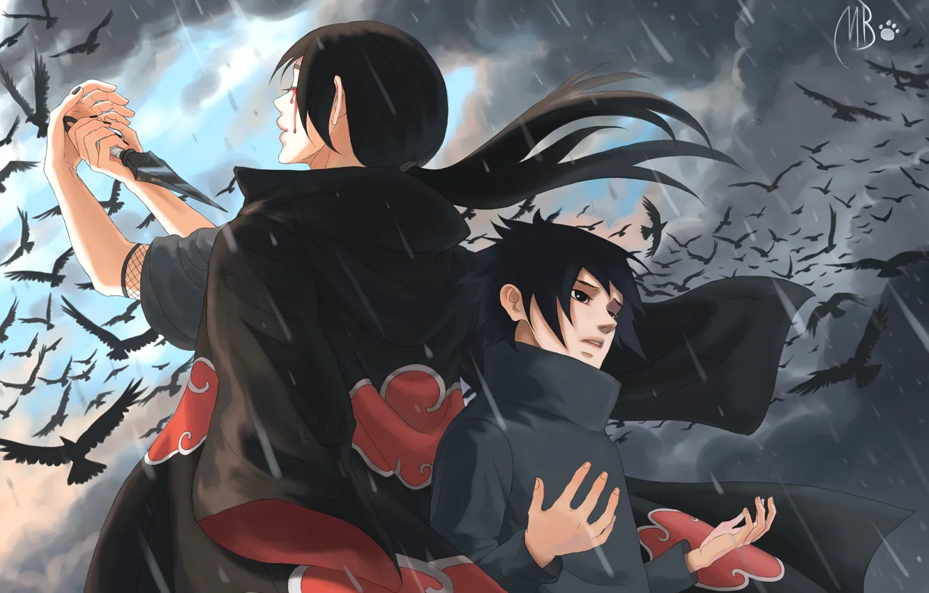 Wallpaper Child Crows Brothers Naruto Sharingan