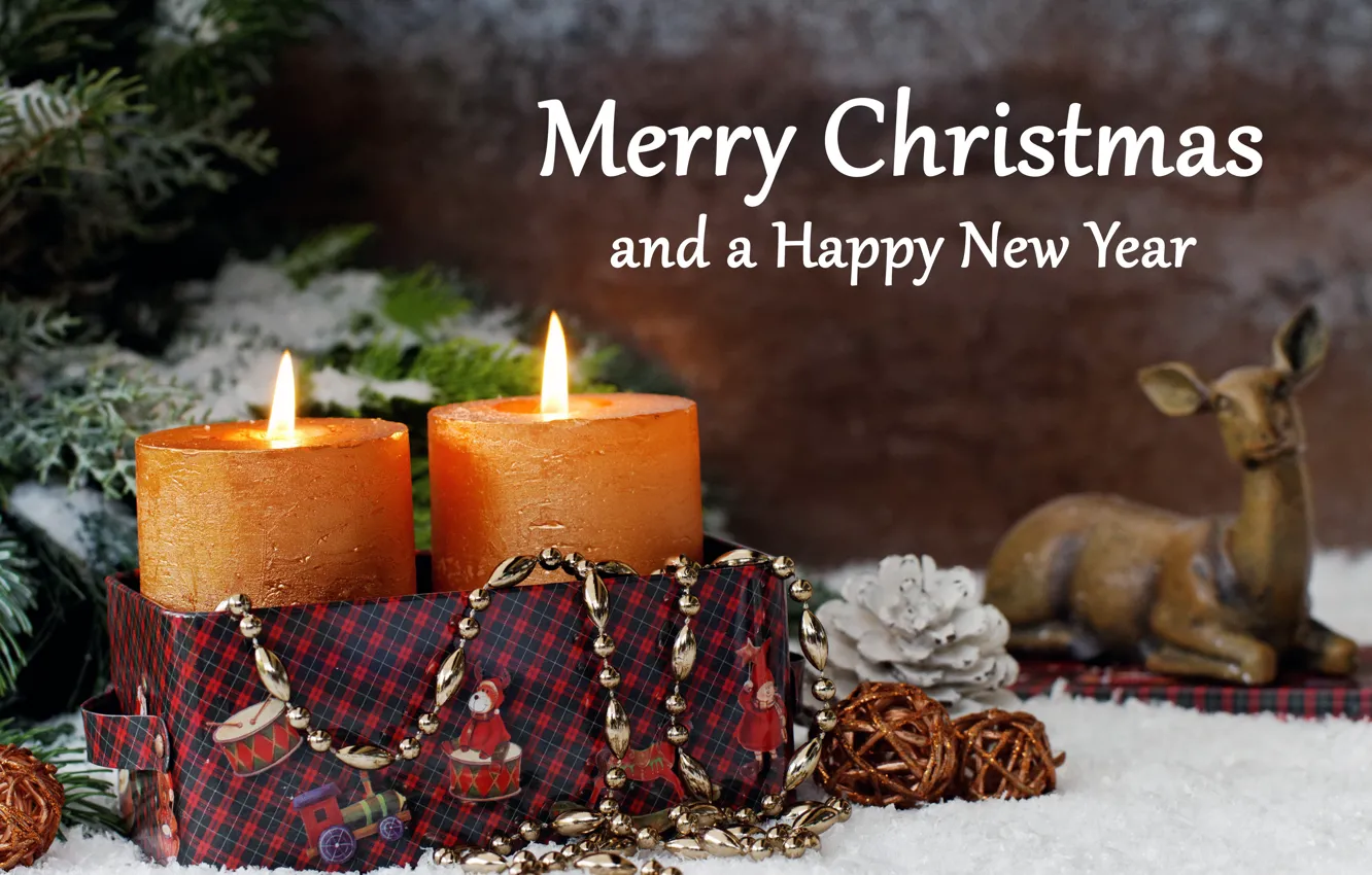 Photo wallpaper tree, candles, New Year, Christmas, merry christmas, decoration, xmas, holiday celebration
