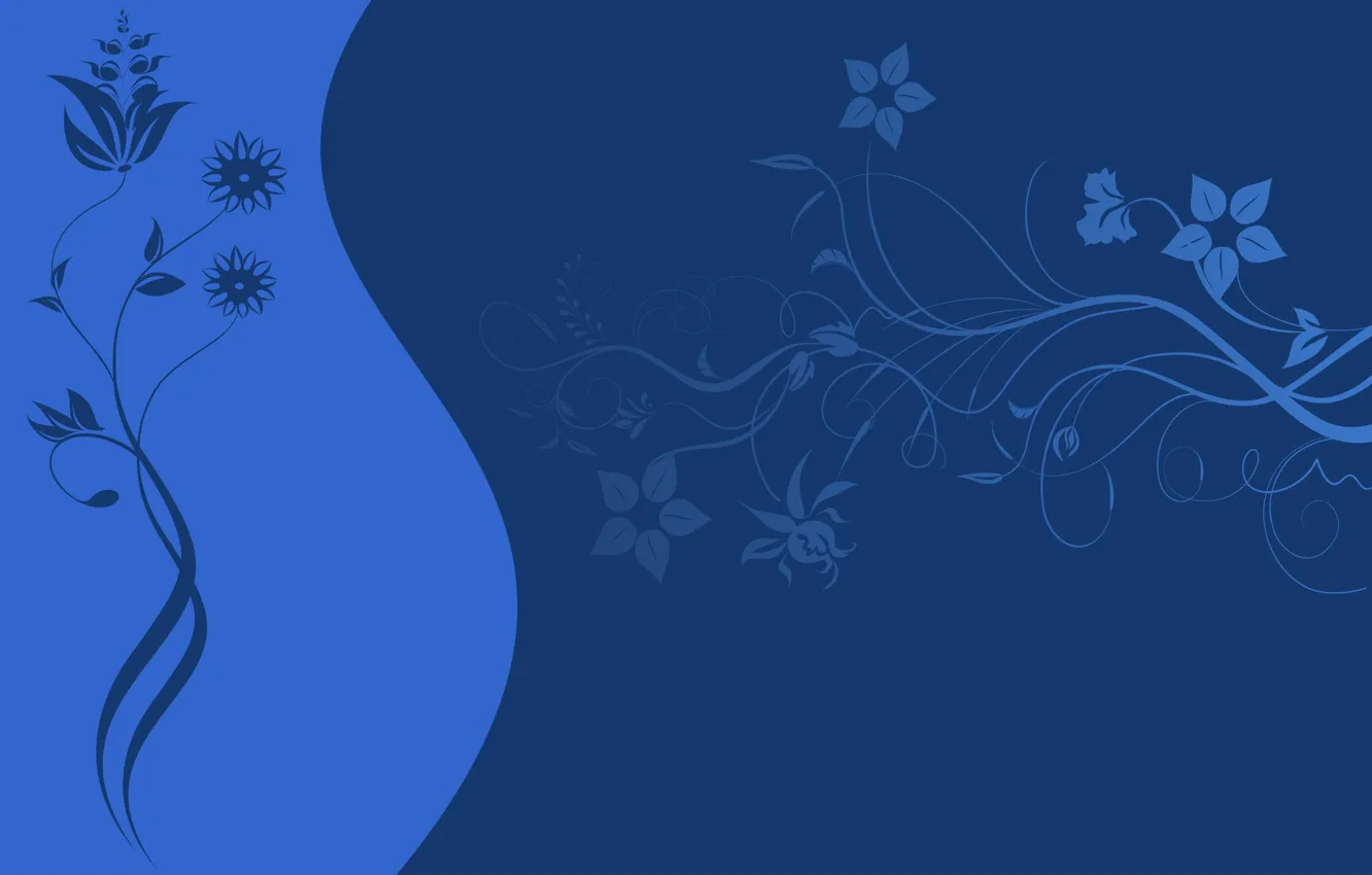 Photo wallpaper flowers, pattern, vector, texture, blue background