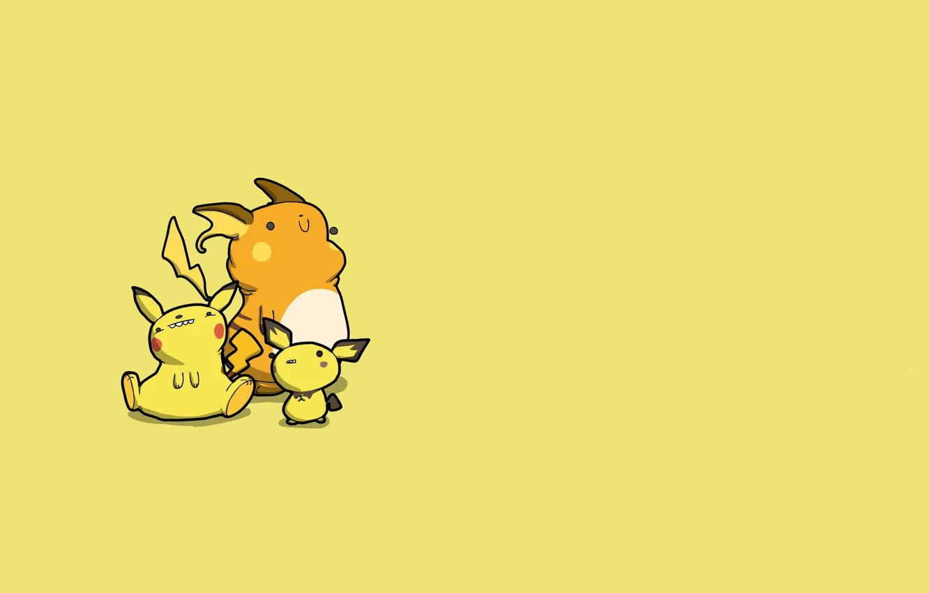 Wallpaper mouse, Pikachu, caricature, electric, pokemon, pokemon, Pikachu,  Pichu, the Rajcza, Raichu, Pichu images for desktop, section минимализм -  download