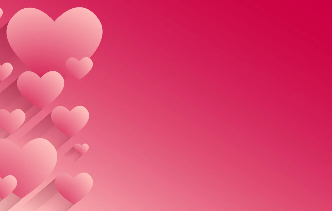 Photo wallpaper abstraction, hearts, pink background
