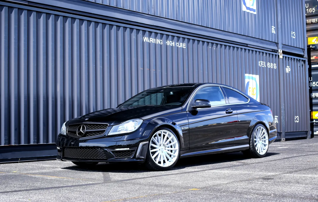 Photo wallpaper Mercedes, AMG, with, C63, lowered, H&R