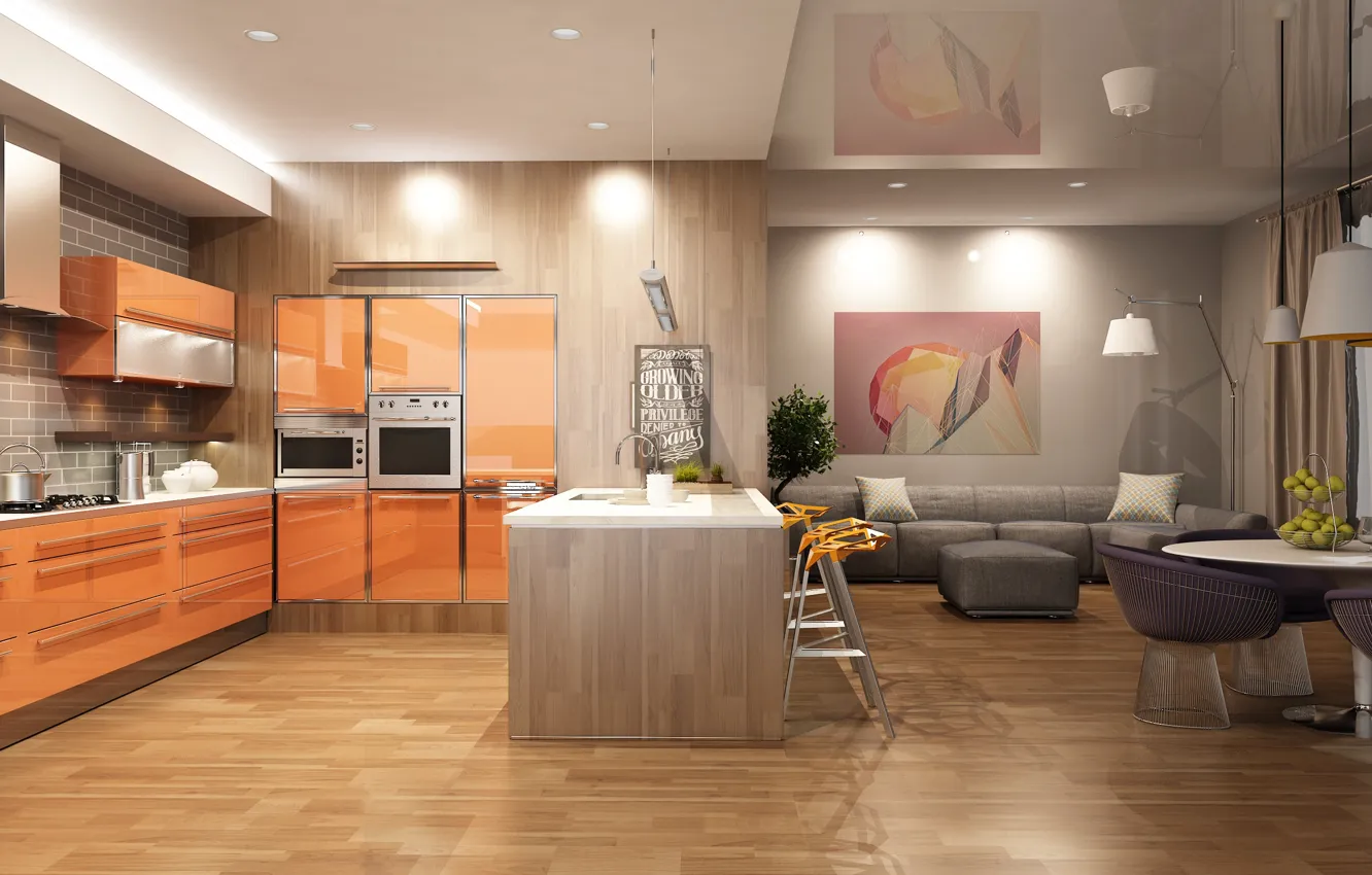 Kitchen Wallpaper Design - Beautiful Modern Kitchen Interiors & Photos