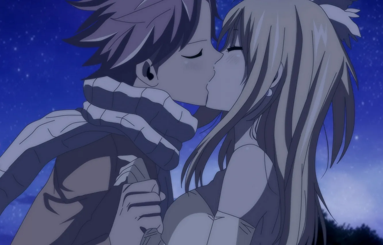 Wallpaper kiss, anime, art, Fairy Tail, Natsu, Lucy, Fairy tail images for  desktop, section сёнэн - download