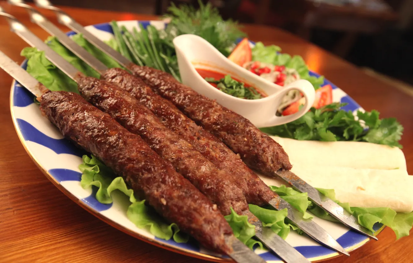 Wallpaper Greens Meat Sauce Kebab Images For Desktop Section Images, Photos, Reviews