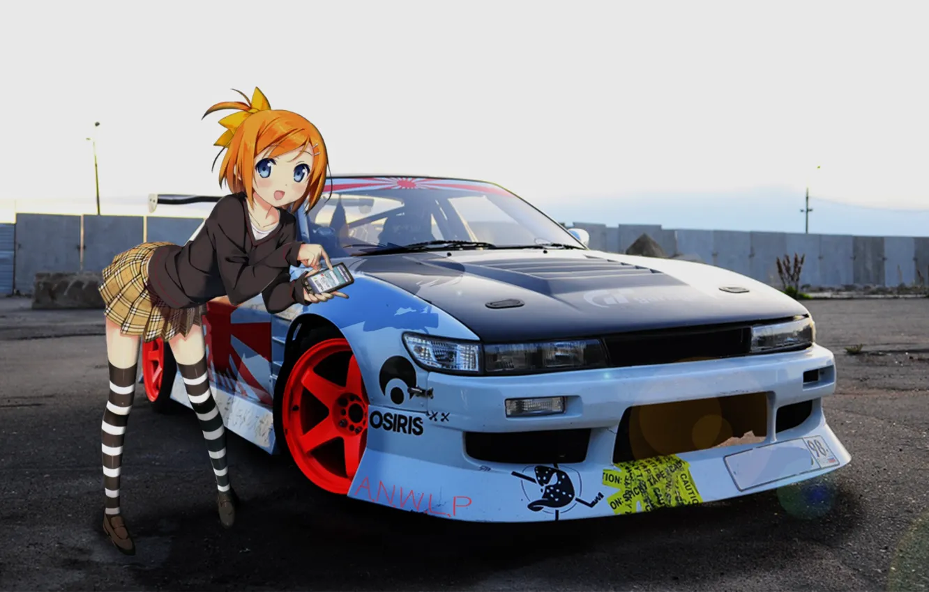 Photo wallpaper car, machine, girl, anime, jdm, anime, madskillz