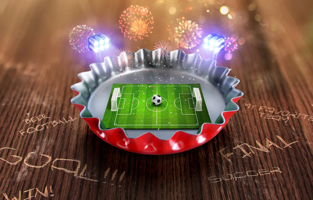 Wallpaper abstraction, football, the ball, art, stadium, stadium, football  field, wallpaper., soccer field, OLE-OLE-OLE-OLE, light lights fireworks  confetti, the surface of the table, center cap fizzy drink, scratch labels  images for desktop,