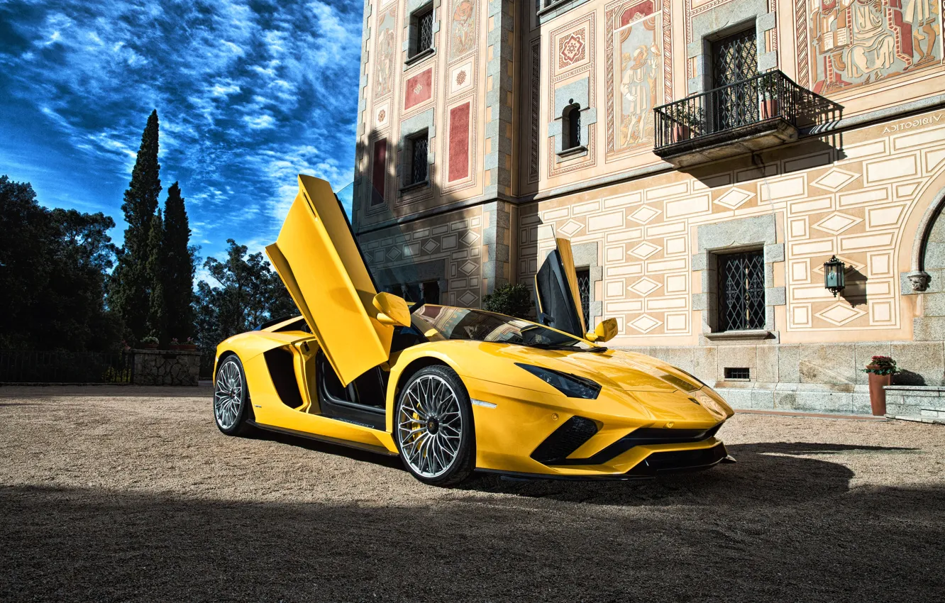Photo wallpaper Lamborghini, supercar, yellow, Aventador, Lamborghini, aventador