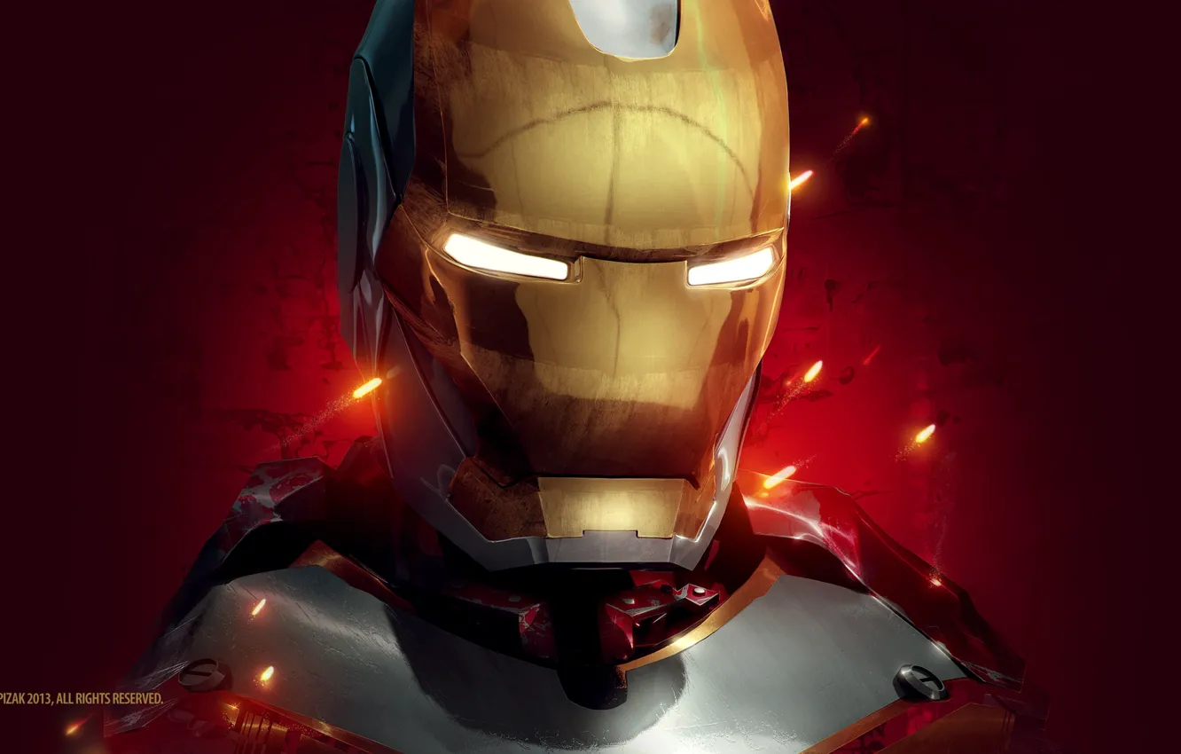 Wallpaper red, background, fiction, art, sparks, costume, helmet, Iron man, Iron  Man, Tony Stark images for desktop, section фильмы - download