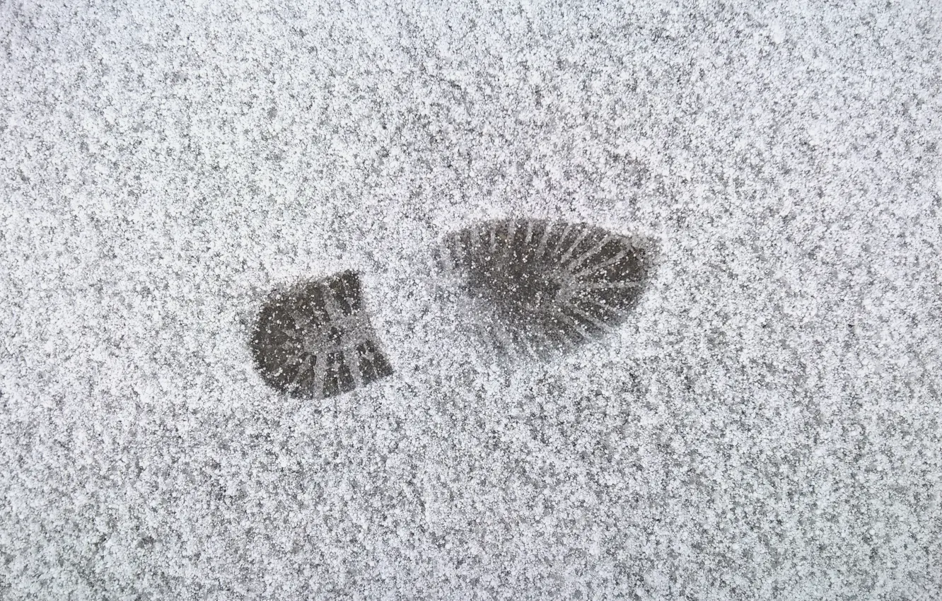 Photo wallpaper wallpaper, winter, background, pattern, snow, foot, sole, footprint