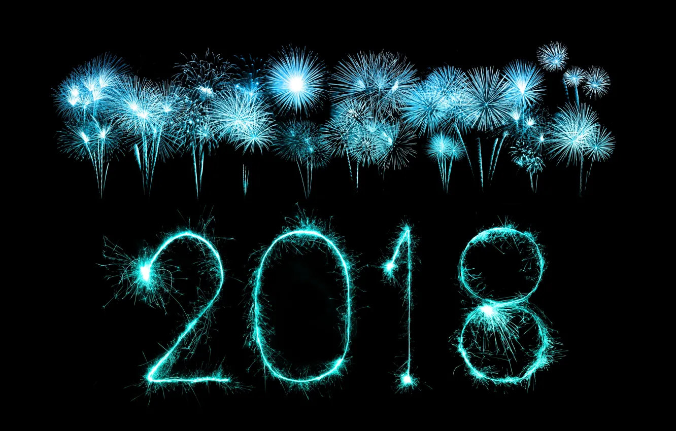 Photo wallpaper lights, salute, New Year, fireworks, new year, happy, Happy New Year, blue, 2018, fireworks, holiday …