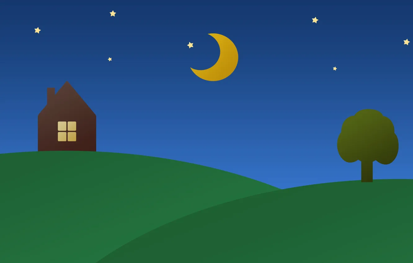 Wallpaper Tree, Night, Stars, The moon, House, Abstraction, 2D images for  desktop, section разное - download